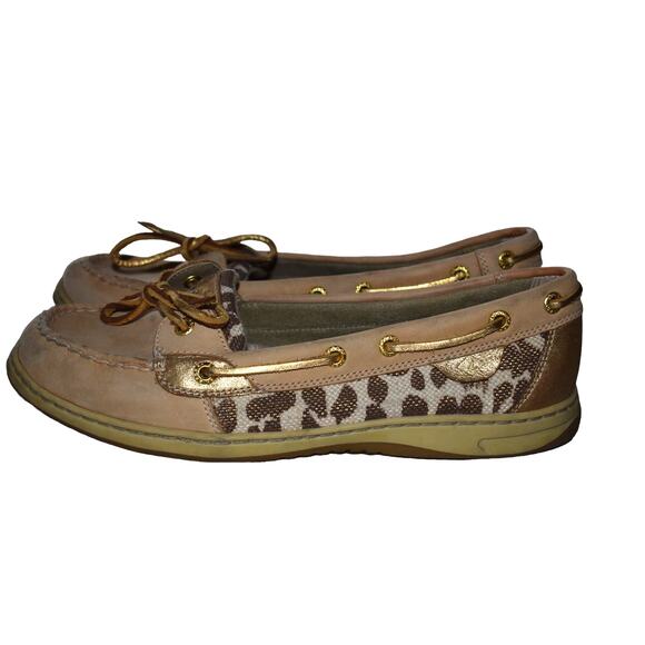 Sperry Top Sider Giraffe Print Tan Boat Shoes Size 10 - Picture 2 of 5